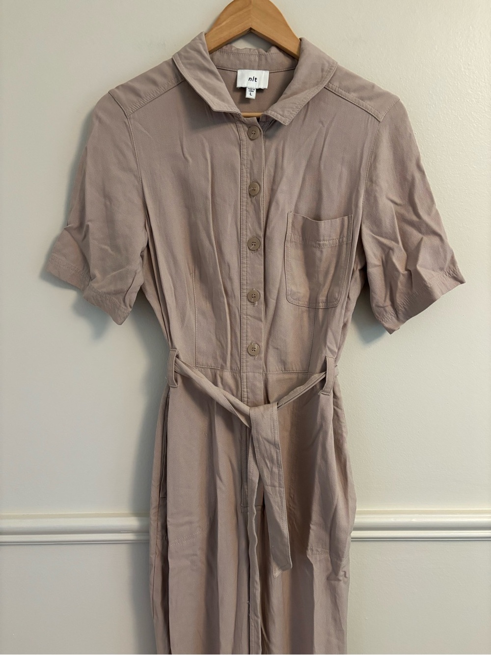 nlt Button-Front Collared jumpsuit in Taupe